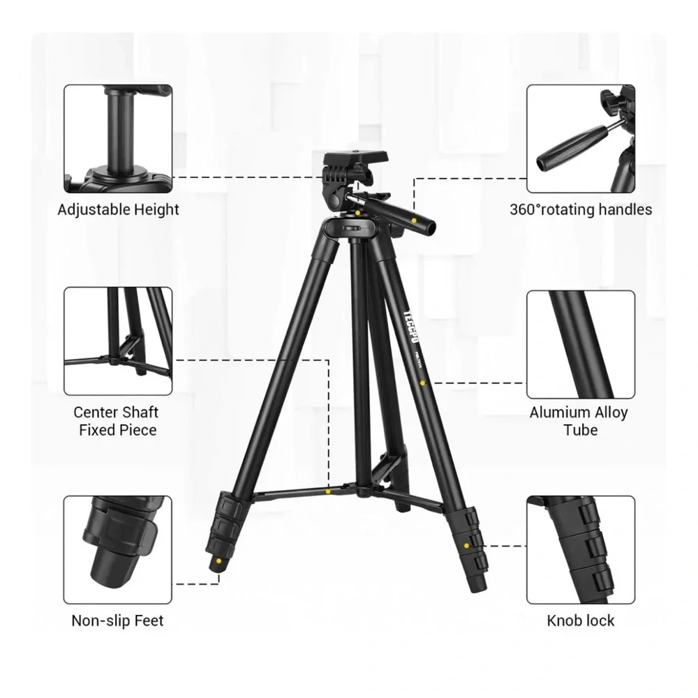 Portable Tripod, Bluetooth, Lightweight 360° Ball Head,Adjustable,Universal Clip
